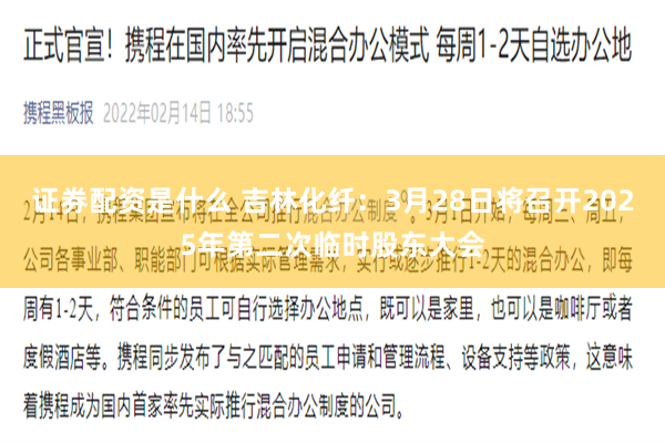 证券配资是什么 吉林化纤：3月28日将召开2025年第二次临时股东大会