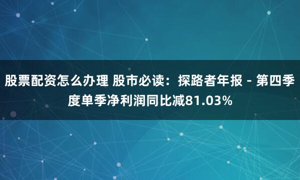 股票配资怎么办理 股市必读：探路者年报 - 第四季度单季净利润同比减81.03%