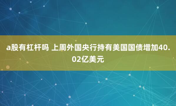 a股有杠杆吗 上周外国央行持有美国国债增加40.02亿美元