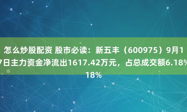 怎么炒股配资 股市必读：新五丰（600975）9月17日主力资金净流出1617.42万元，占总成交额6.18%