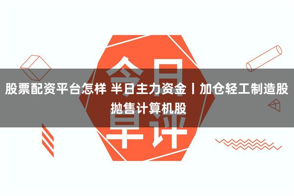 股票配资平台怎样 半日主力资金丨加仓轻工制造股 抛售计算机股
